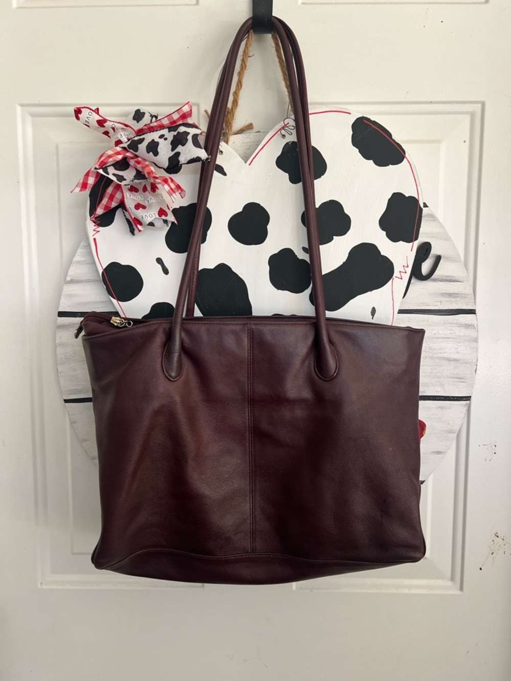 Etienne Aigner Burgundy Leather Shoulder Tote